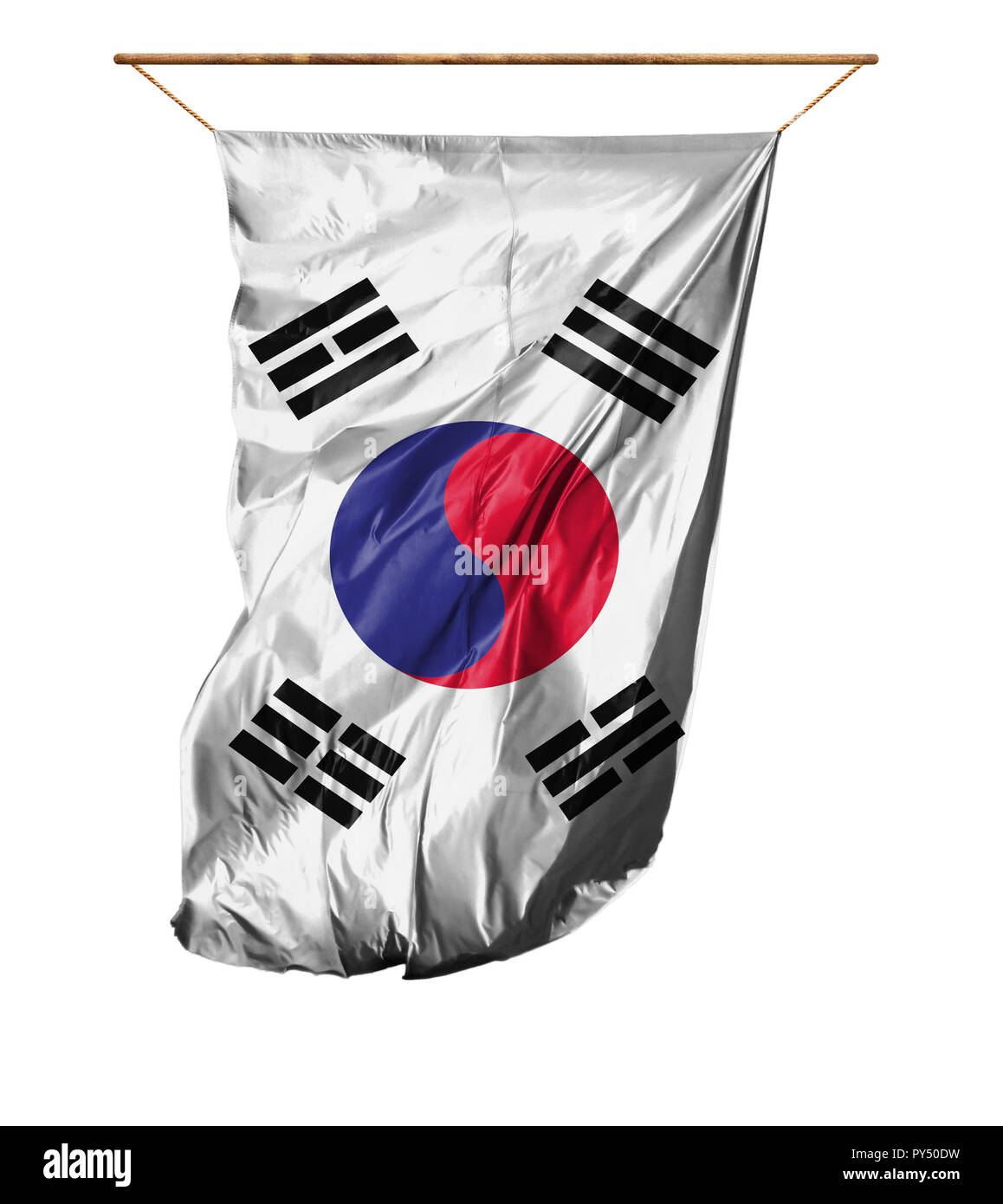 Flag of South Korea. Vertical flag.Isolated on a white background. Stock Photo