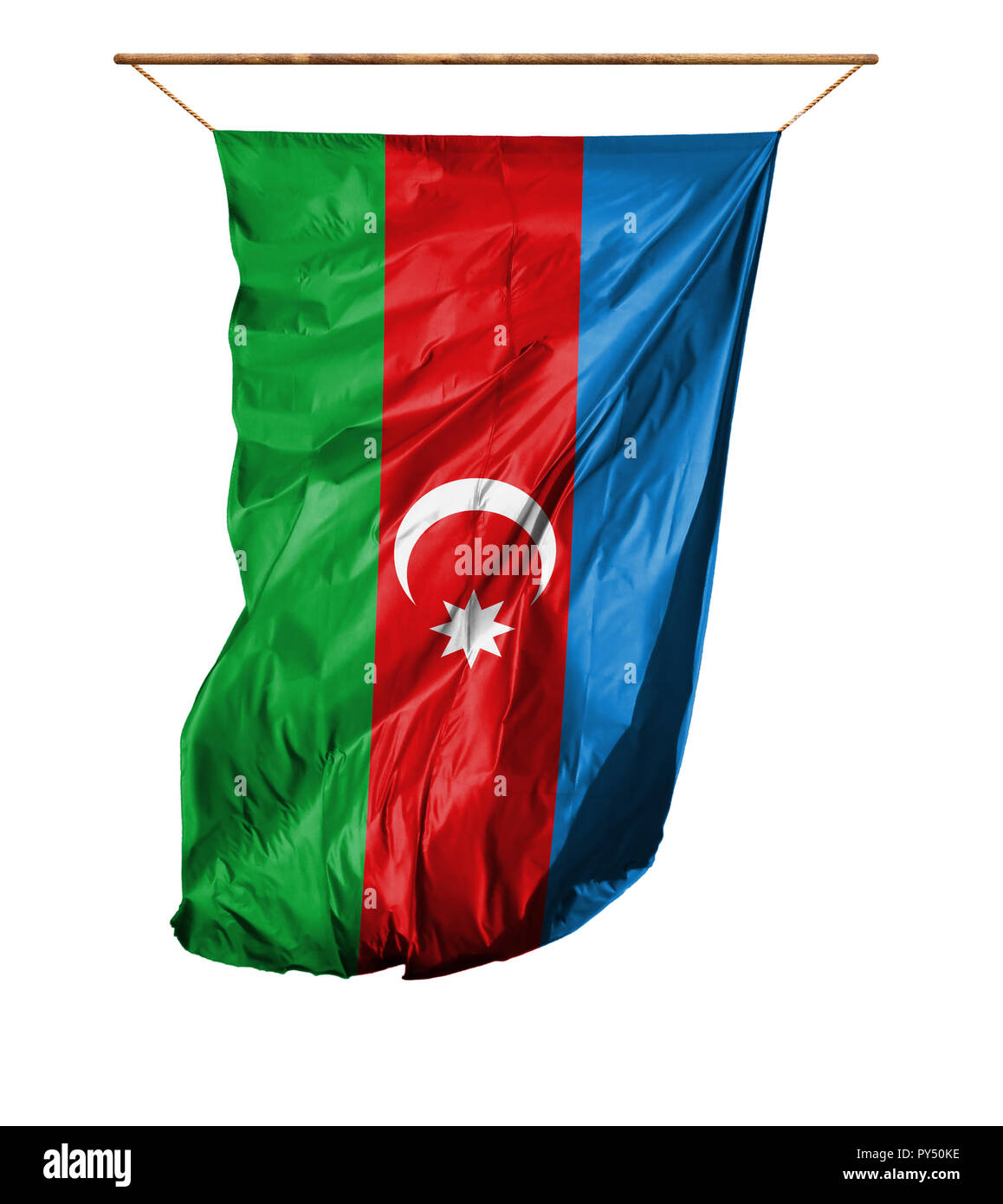 Flag of Azerbaijan. Vertical flag.Isolated on a white background. Stock Photo