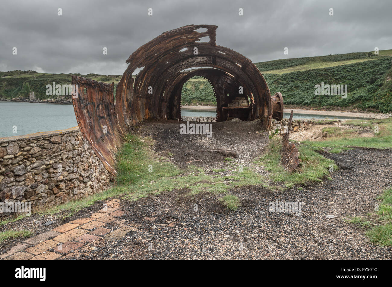 The ruins of the brickwork factory at Porth Wen, Llanbadrig, Anglesey