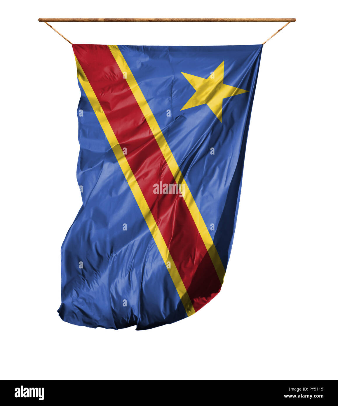 Flag of Congo Democratic. Vertical flag.Isolated on a white background. Stock Photo