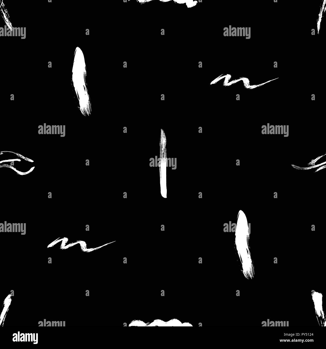 Seamless pattern hand drawn with a brush strokes. Abstract brushstrokes ...