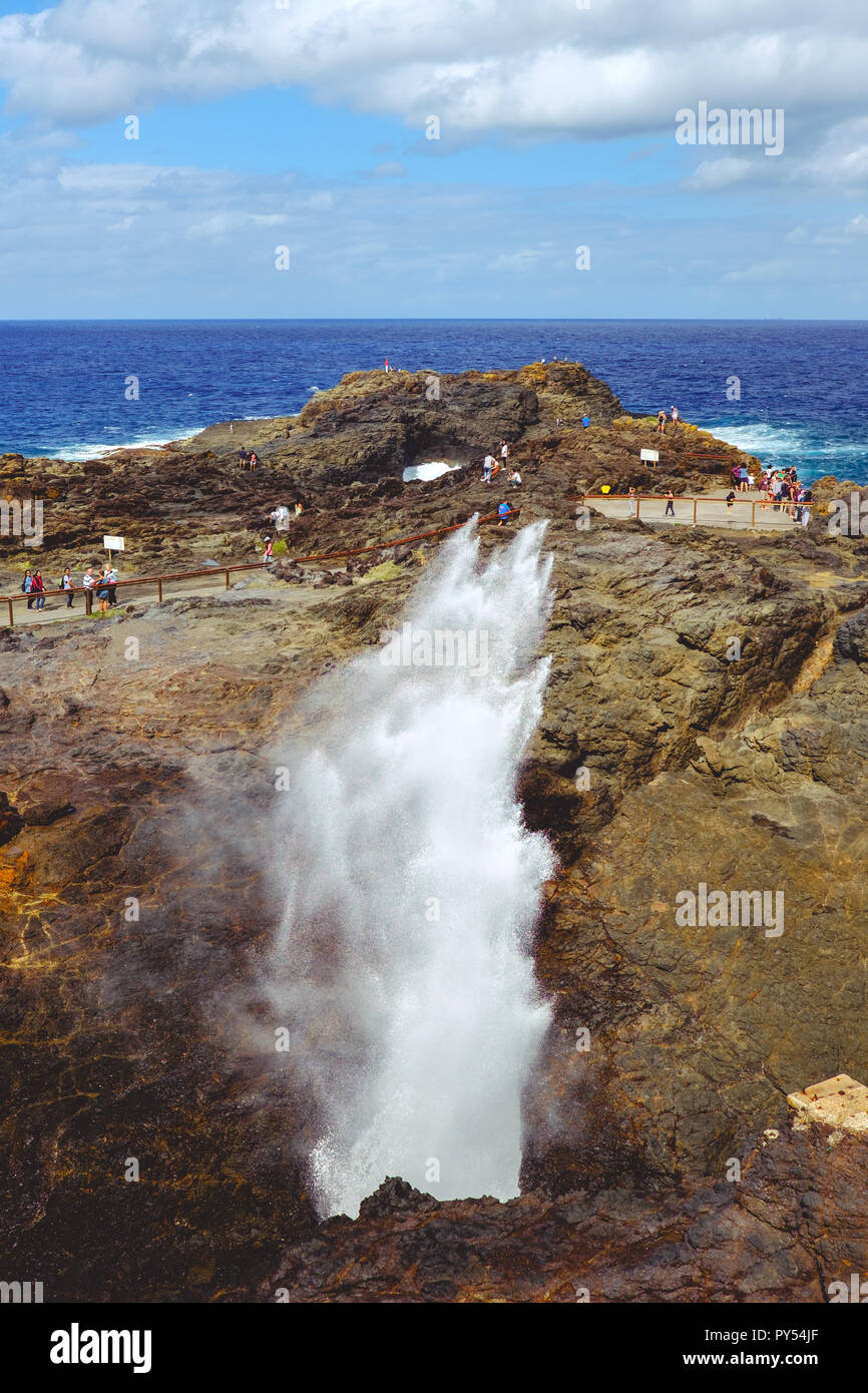Vertical Image of Kiama Blowhole in New South Wales, Australia Stock Photo