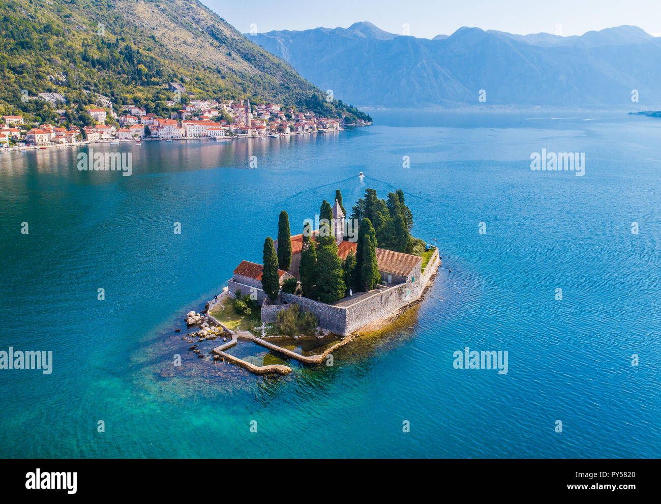 Island monastery St. George near Perast, Montenegro Stock Photo