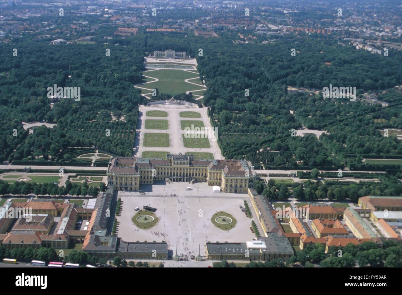 Austria vienna aerial view schonbrunn hi-res stock photography and
