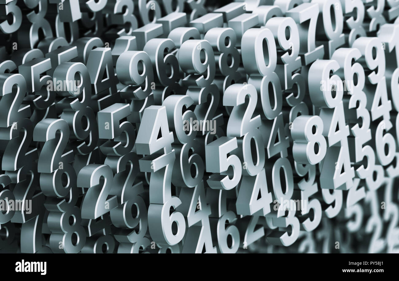 Digilal Matrix From Metal Numbers. 3D Illustration. Stock Photo
