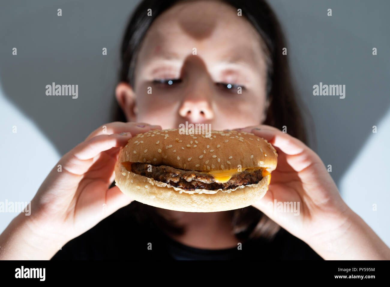 The dangers of fatty foods Stock Photo