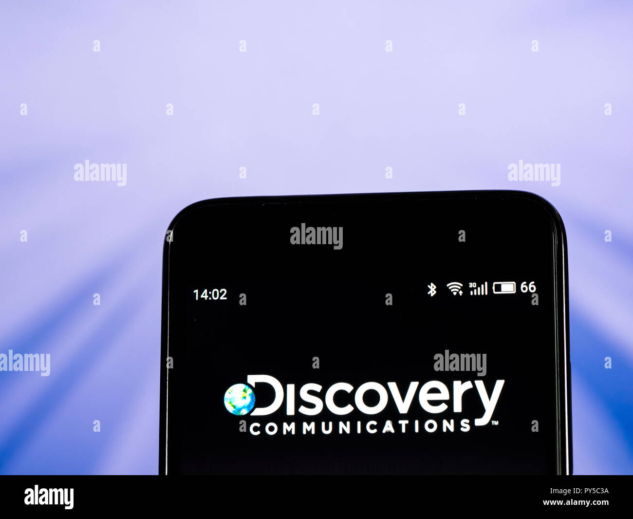 Discovery, Inc. Mass media company logo seen displayed on smart phone. Discovery, Inc. is an American mass media company primarily operates factual television networks, such as its namesake Discovery Channel, Animal Planet, Investigation Discovery, Science Channel, TLC, and other spin-off brands. Stock Photo