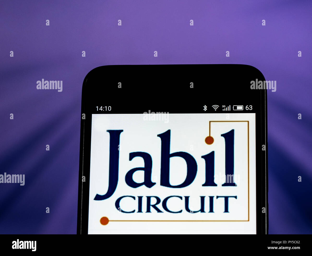 Jabil Company logo seen displayed on smart phone. Jabil Inc. is a United States-based global manufacturing services company. Jabil has 90 facilities in 23 countries, and 175,000 employees worldwide. Stock Photo