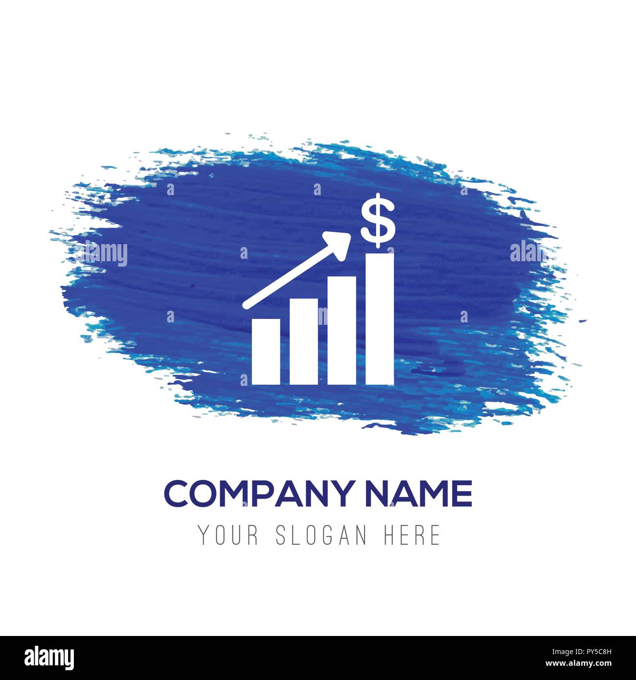 Growing graph icon - Blue watercolor background Stock Vector Image ...