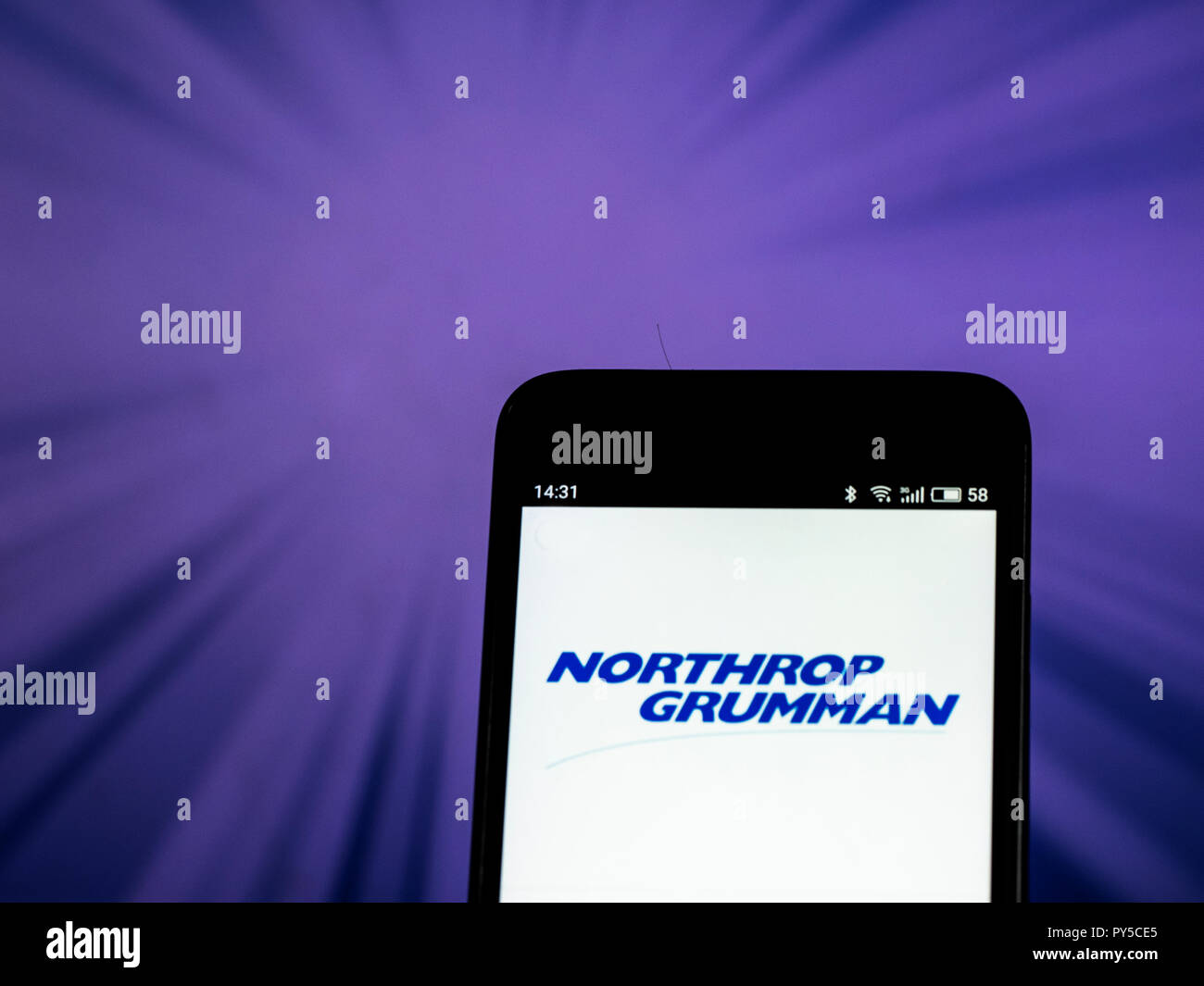 Northrop Grumman Aerospace and defense company logo seen displayed on smart phone. Northrop Grumman Corporation is an American global aerospace and defense technology company formed by Northrop's 1994 purchase of Grumman. The company was the fifth-largest arms trader in the world in 2015. Northrop Grumman employs over 85,000 people worldwide. It reported revenues of $24.508 billion in 2016. Stock Photo