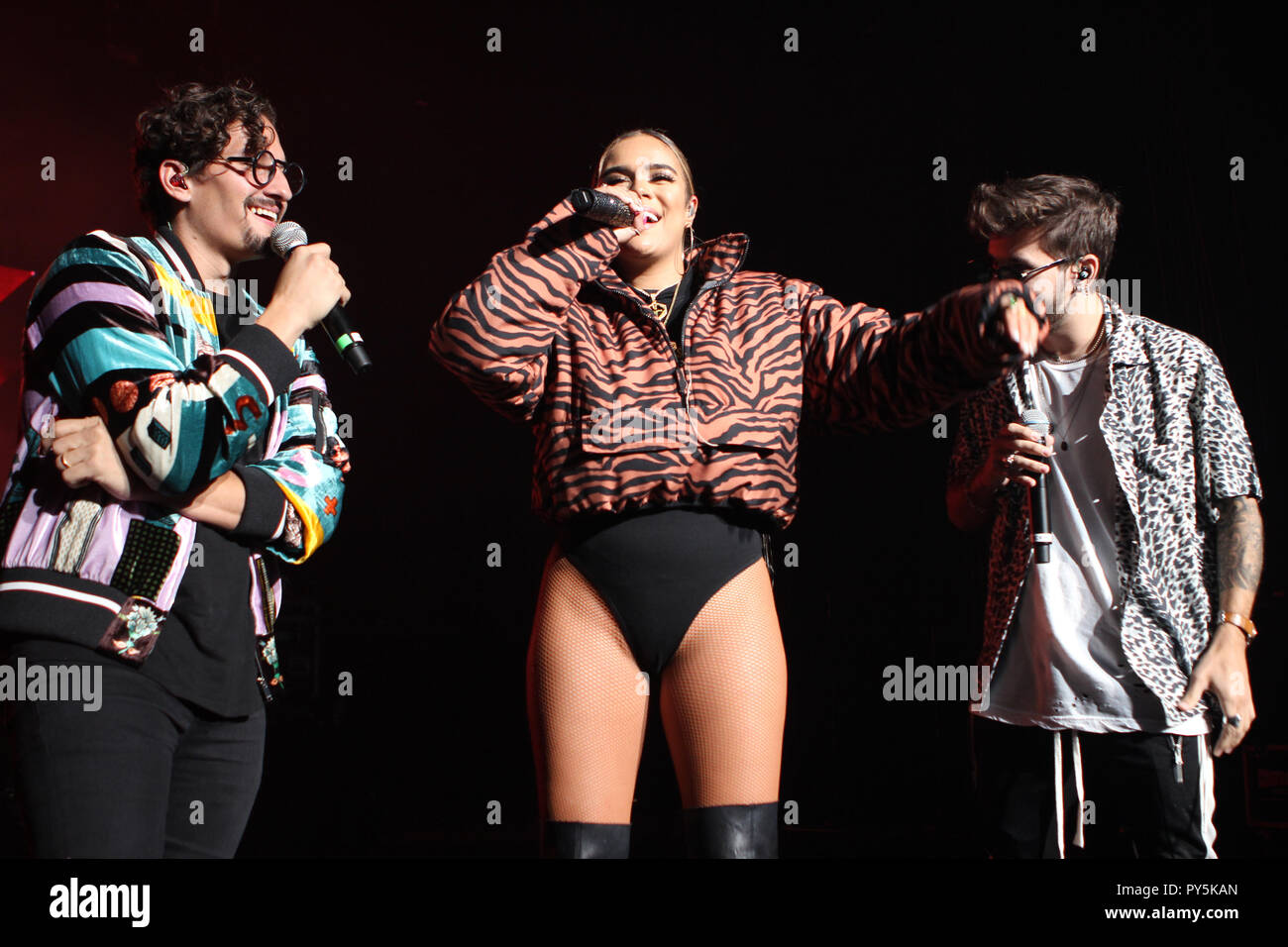 MIAMI, FL - OCTOBER 24: Mau y Ricky and Karol G perform at the Karol G and Reykon concert at the Fillmore Miami in Miami, Florida on October 24, 2018. Credit: Majo Grossi/MediaPunch Stock Photo