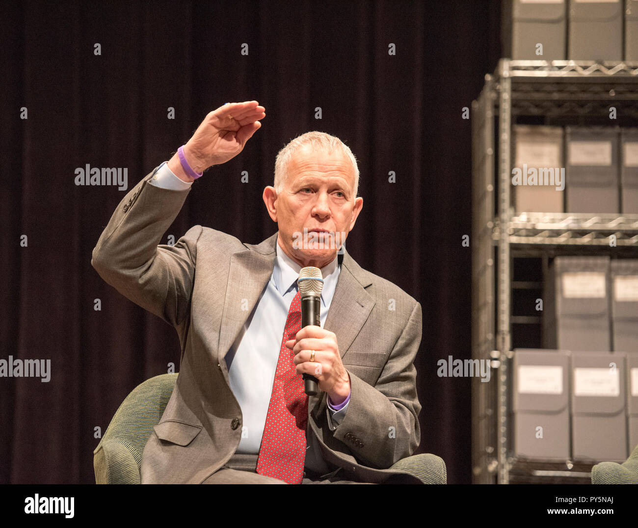 Washington, DC October 25, 2018: Dennis Shepard talks about the need for civility during a panel discussion at the Smithsonian National Museum of American History. Dennis and Judy Shepard donate personal papers and objects from their son, Matthew Shepard, a young gay college student who was murdered 20 years ago in October in Wyoming to the Smithsonian National Museum of American History in Washington, DC, Patsy Lynch/MediaPunch Stock Photo