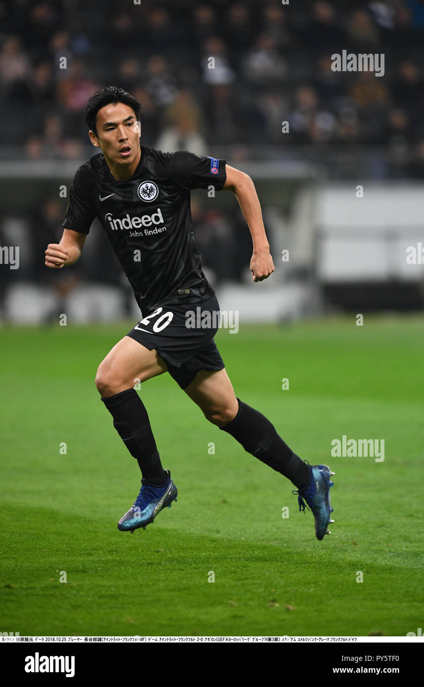 Makoto Hasebe of Frankfurt during the UEFA Europa League Group H match between Eintracht Frankfurt 2-0 Apollon Limassol at Commerzbank-Arena in Frankfurt am Main, Germany, October 25, 2018. Credit: Takamoto Tokuhara/AFLO/Alamy Live News Stock Photo
