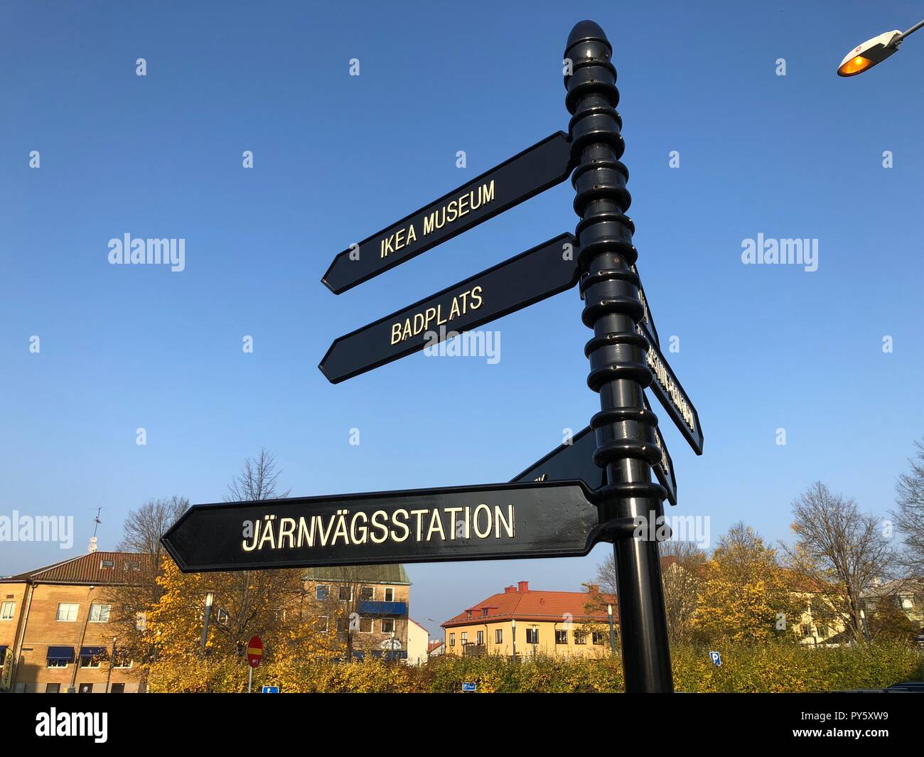 16 October 2018 Sweden Almhult Street Name Signs Near The First