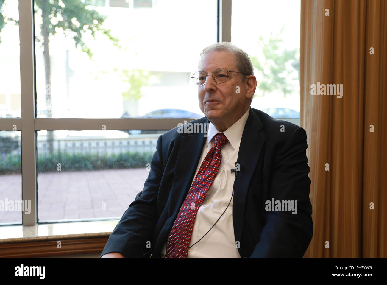 new-york-usa-18th-oct-2018-henry-levine-senior-advisor-of-albright-stonebridge-group-receives-an-interview-with-xinhua-in-washington-dc-the-united-states-on-oct-18-2018-the-settlement-of