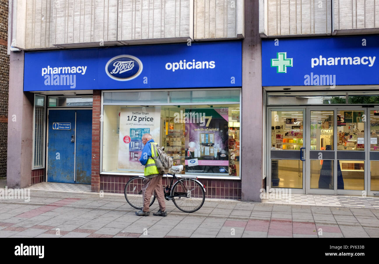 Worthing West Sussex Views & retail shopping - Boots optician and pharmacy and beauty products typical High Street shop Stock Photo