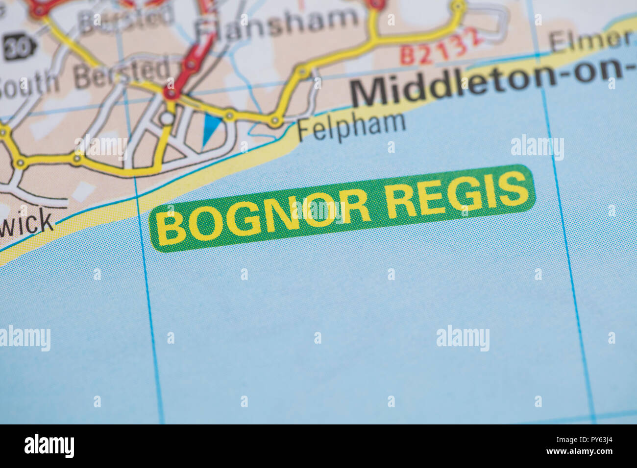 Bognor Regis location road map. Great Britain map Stock Photo Alamy