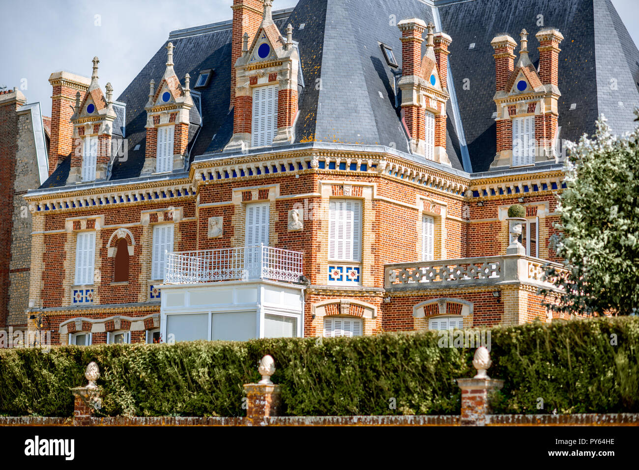 Luxury buildings on the coastline of Trouville, famous french resort in Normandy Stock Photo