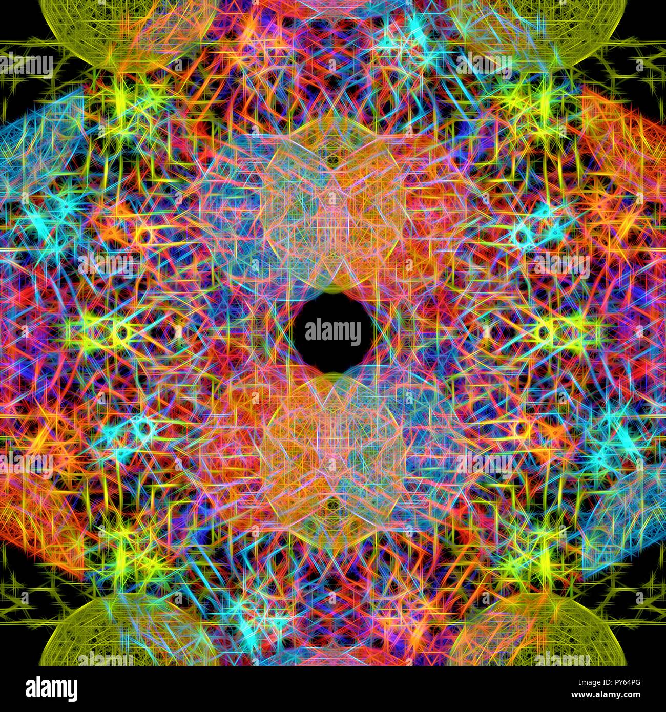 A colorful and vivid image with abstract Sacred Geometry. A psychedelic ...