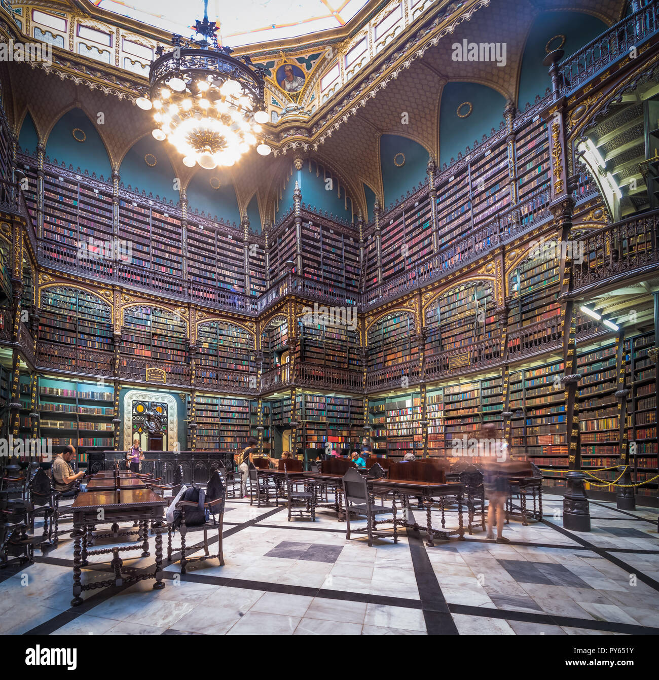 Rio de Janeiro, Brazil - Oct 26, 2017: Royal Portuguese Cabinet of Reading interior - Rio de Janeiro, Brazil Stock Photo