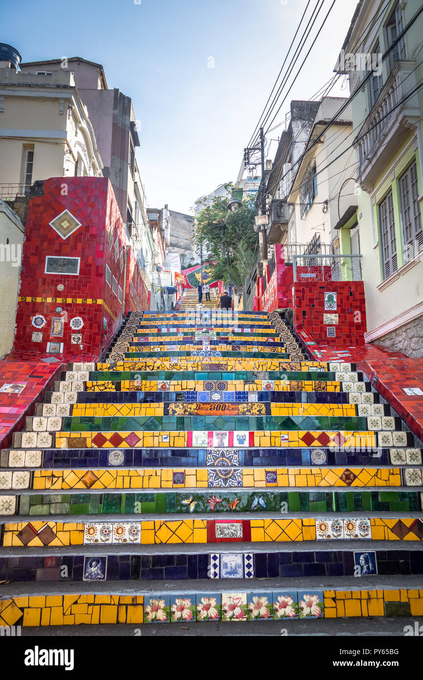 Escadaria Selaron Steps - Rio de Janeiro, Brazil Stock Photo