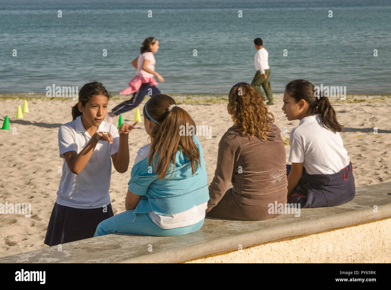 Girls at Malecon in La Paz, Baja California Sur, Mexico Stock Photo