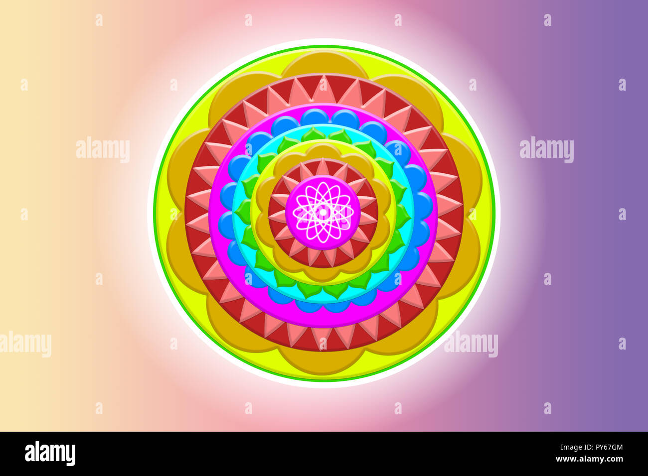 Colored mandala with decorative elements on a pastel background Stock Photo  - Alamy