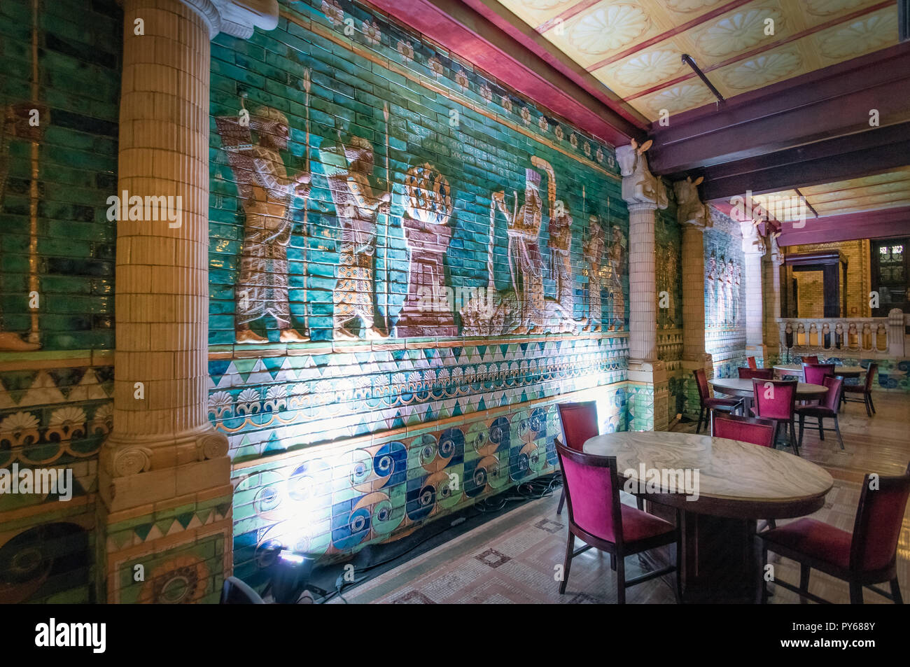 Assyrian Room, restaurant at Rio de Janeiro Municipal Theatre interior - Rio de Janeiro, Brazil Stock Photo