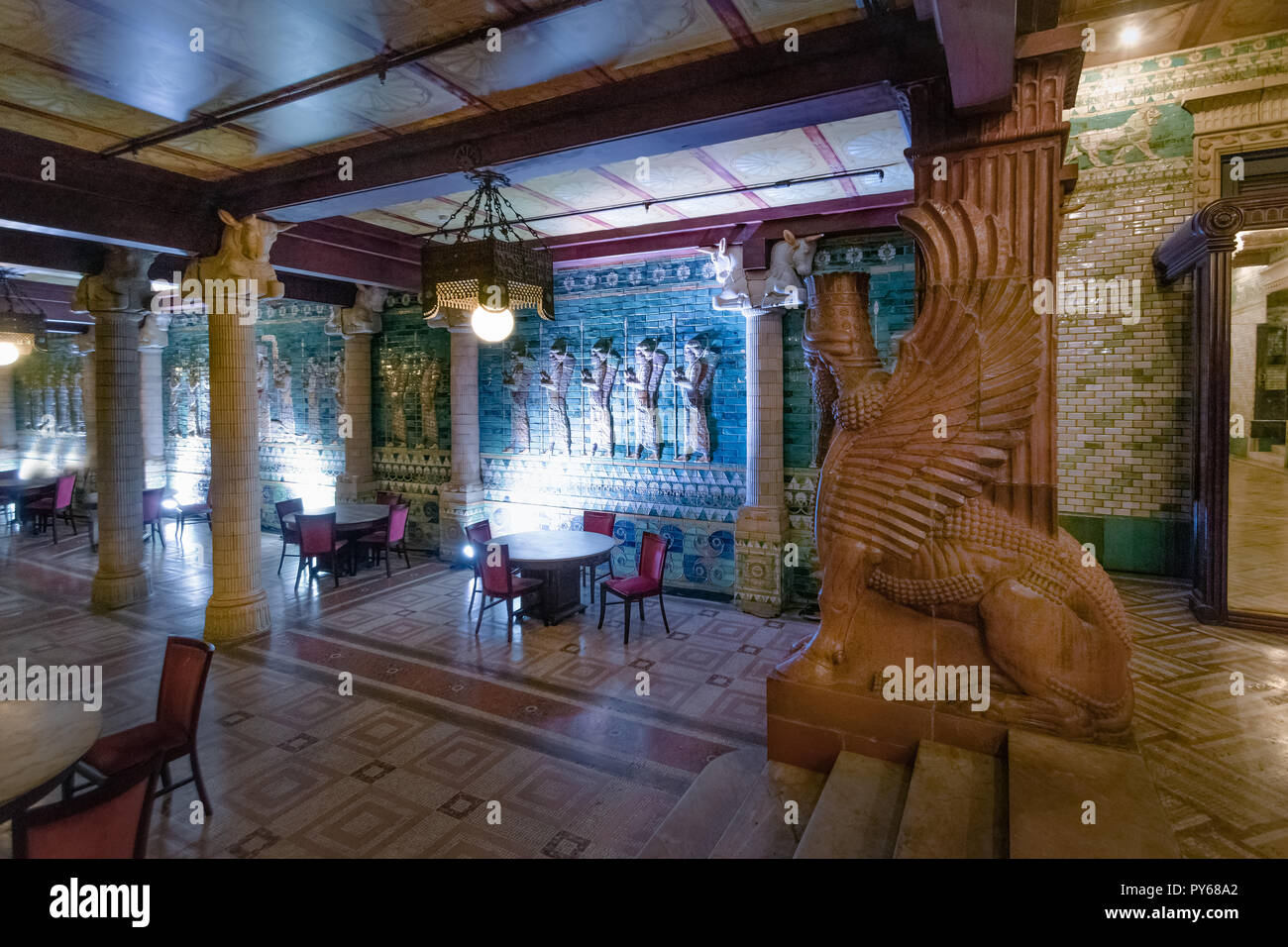 Assyrian Room, restaurant at Rio de Janeiro Municipal Theatre interior - Rio de Janeiro, Brazil Stock Photo
