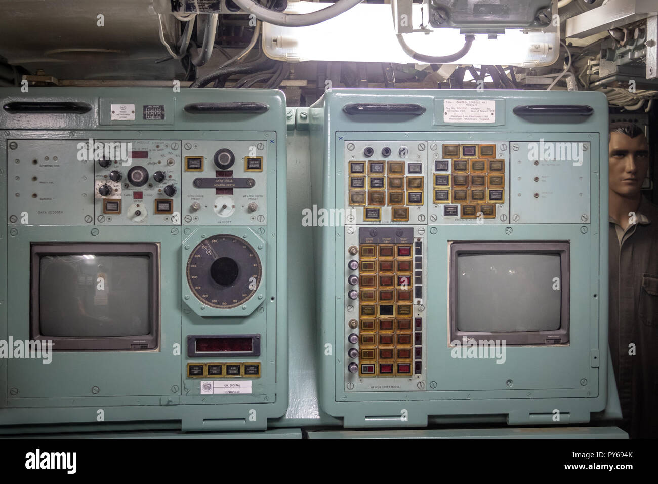 Control Panel inside the old Submarine Museum  Riachuelo - Rio de Janeiro, Brazil Stock Photo