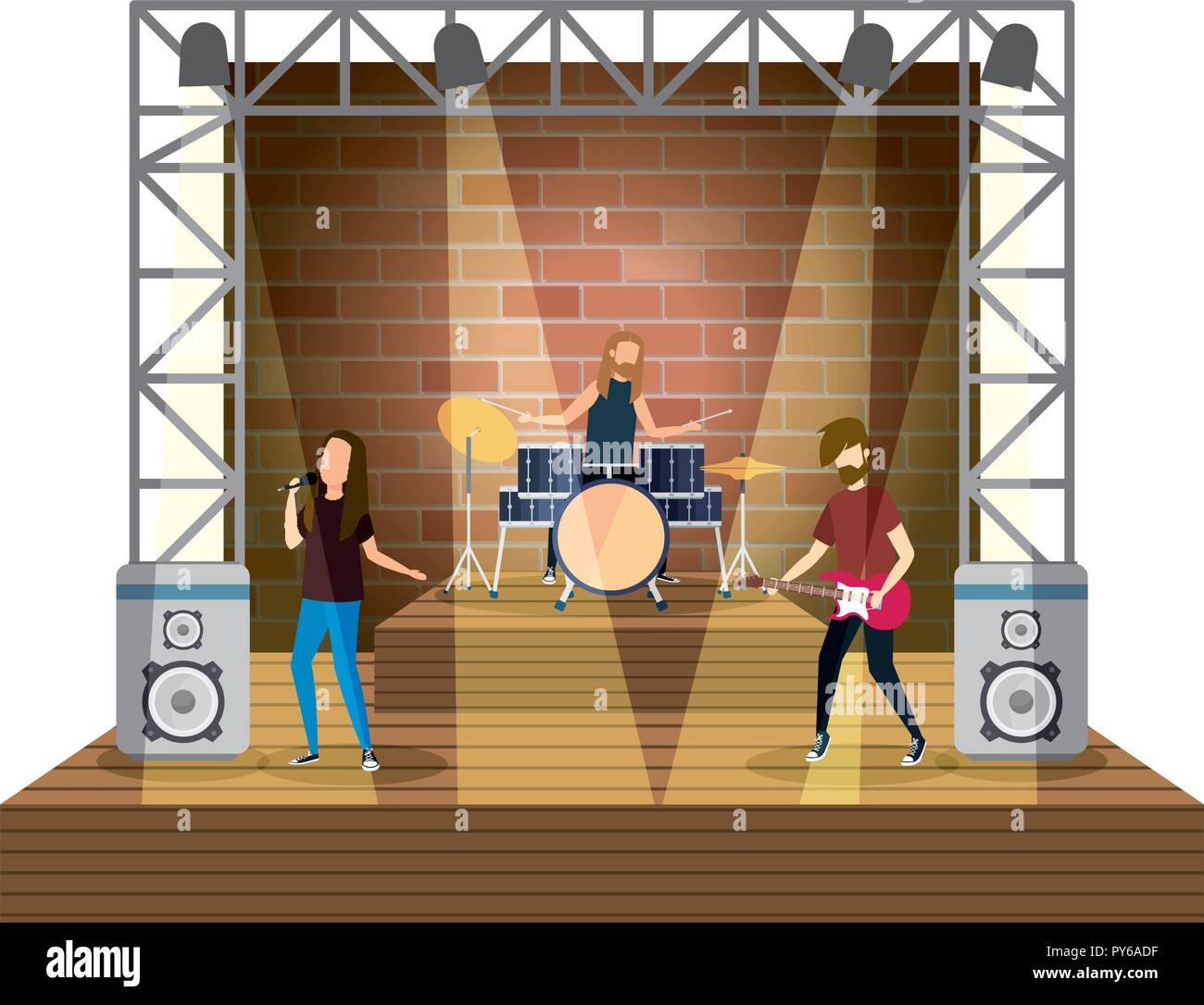 musical duet on stage with lights characters vector illustration design ...