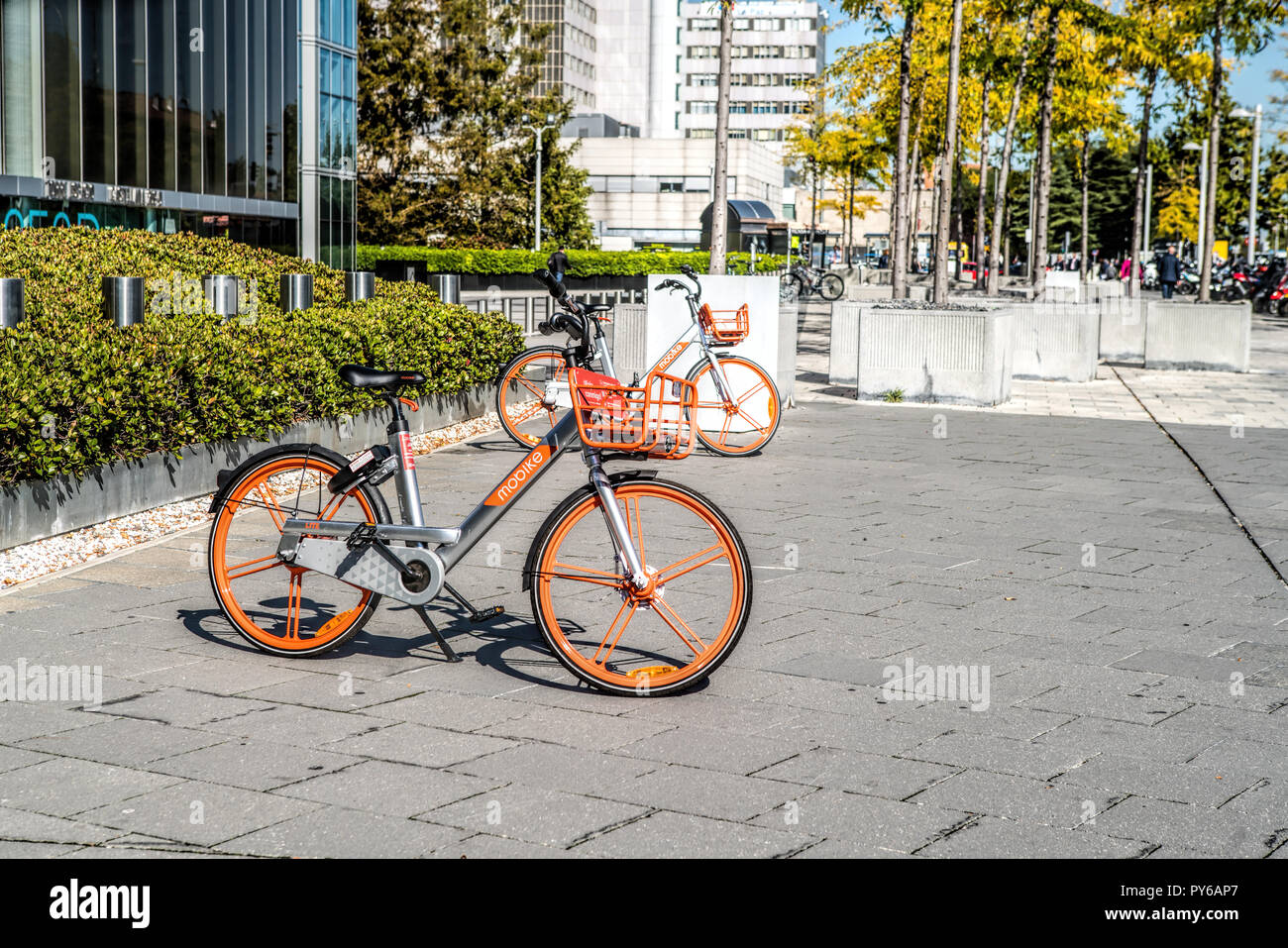 Madrid City. bicycle fixed gear at city street . Stock Photo