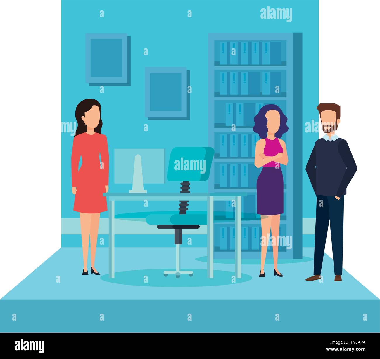 elegant business people in the workplace vector illustration design ...
