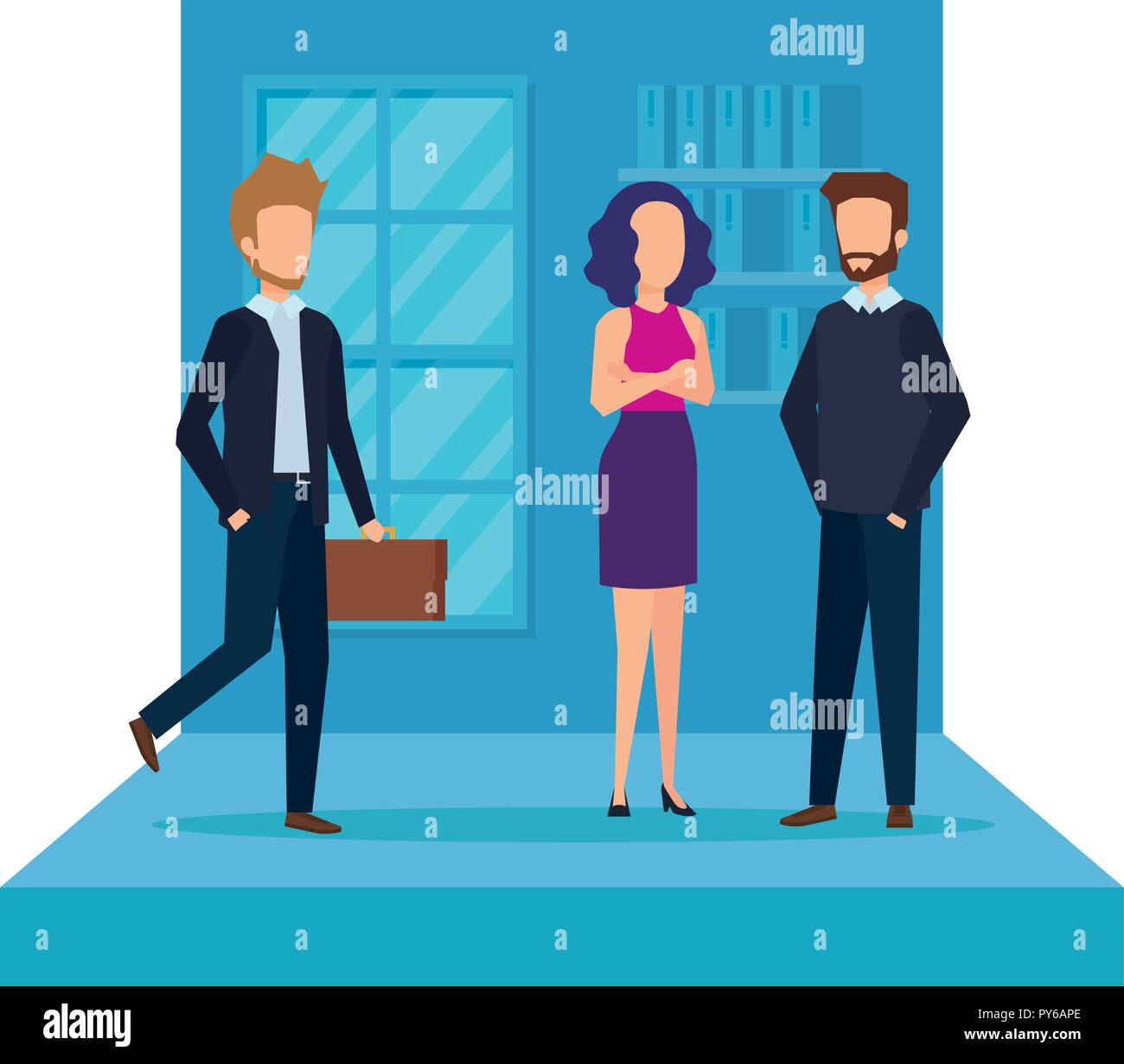 elegant business people in the workplace vector illustration design ...