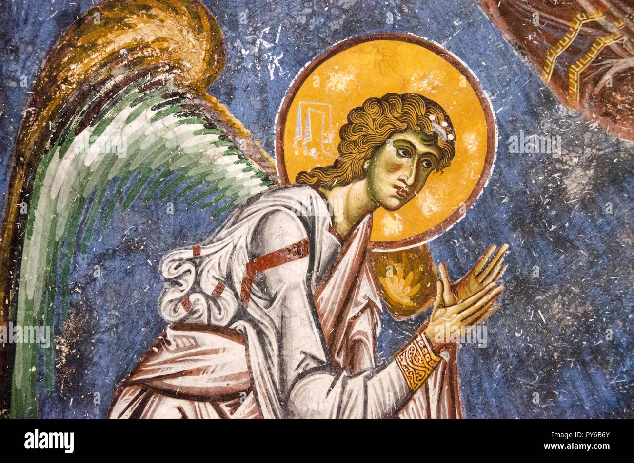 The Angel of Kurbinovo, Macedonia - Church of St. George, Kurbinovo, Prespa region Stock Photo