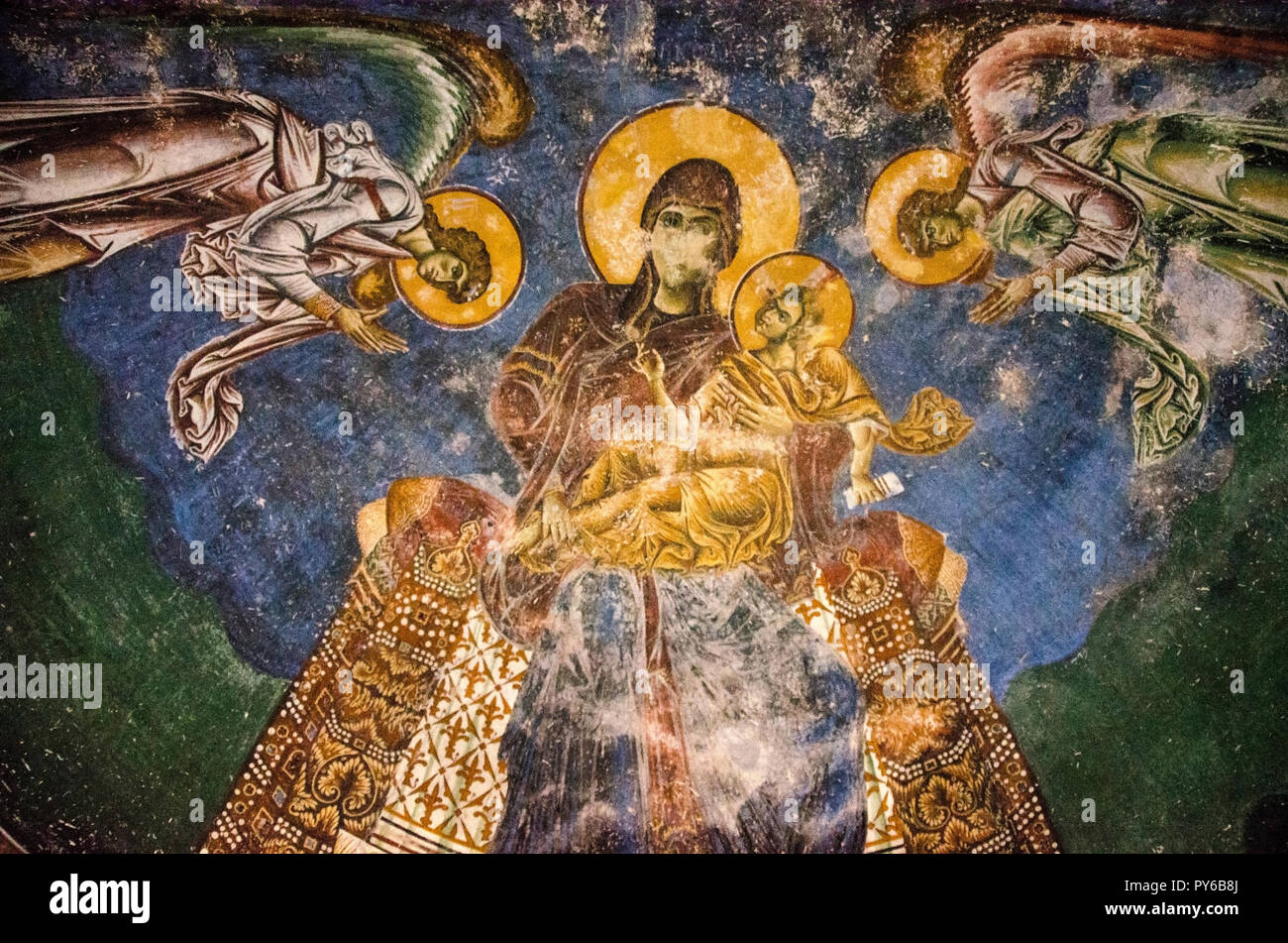 Fresco art - Church of St. George, Kurbinovo, Prespa region - Macedonia Stock Photo