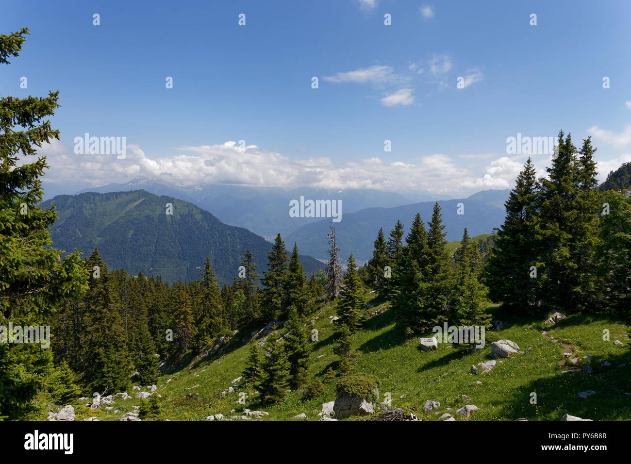 View from the La Sambuy mountain area near Faverges France Stock Photo