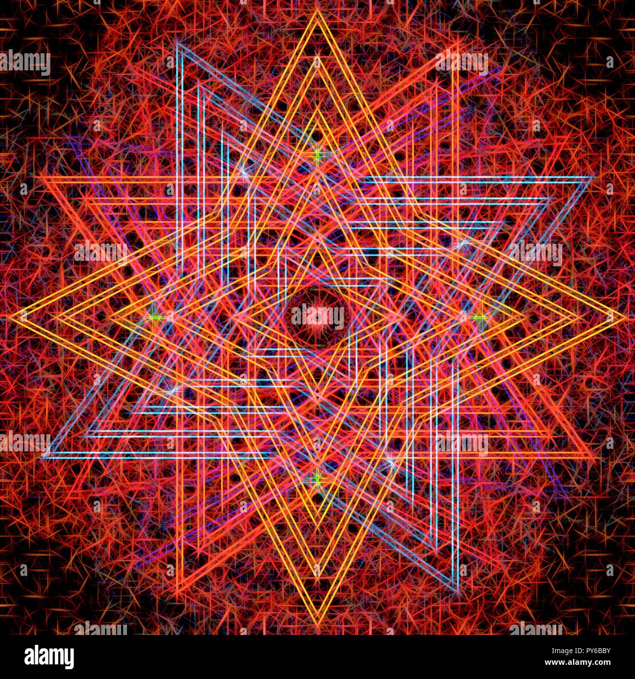 A colorful and vivid image with abstract Sacred Geometry. A psychedelic ...