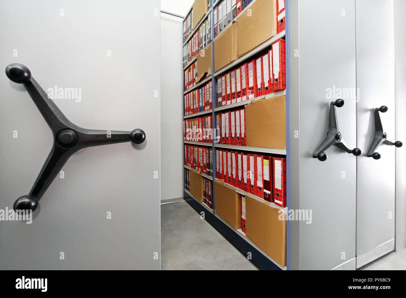 Ring Binder Rack Documents in ring binders at rolling racks Stock Photo - Alamy