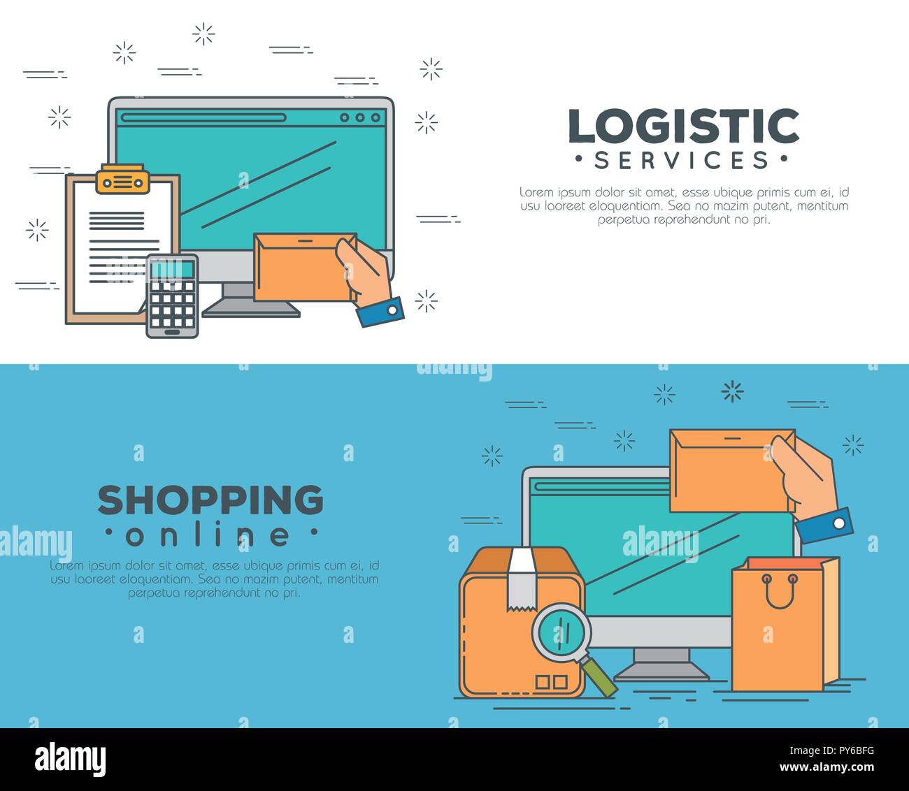 Logistics Service Design logistic services with computer vector illustration design Stock Vector ...