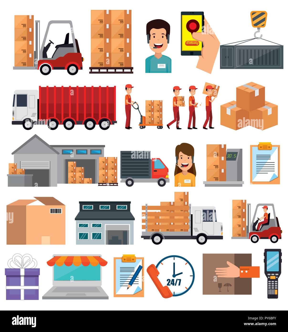 logistic services set icons vector illustration design Stock Vector ...