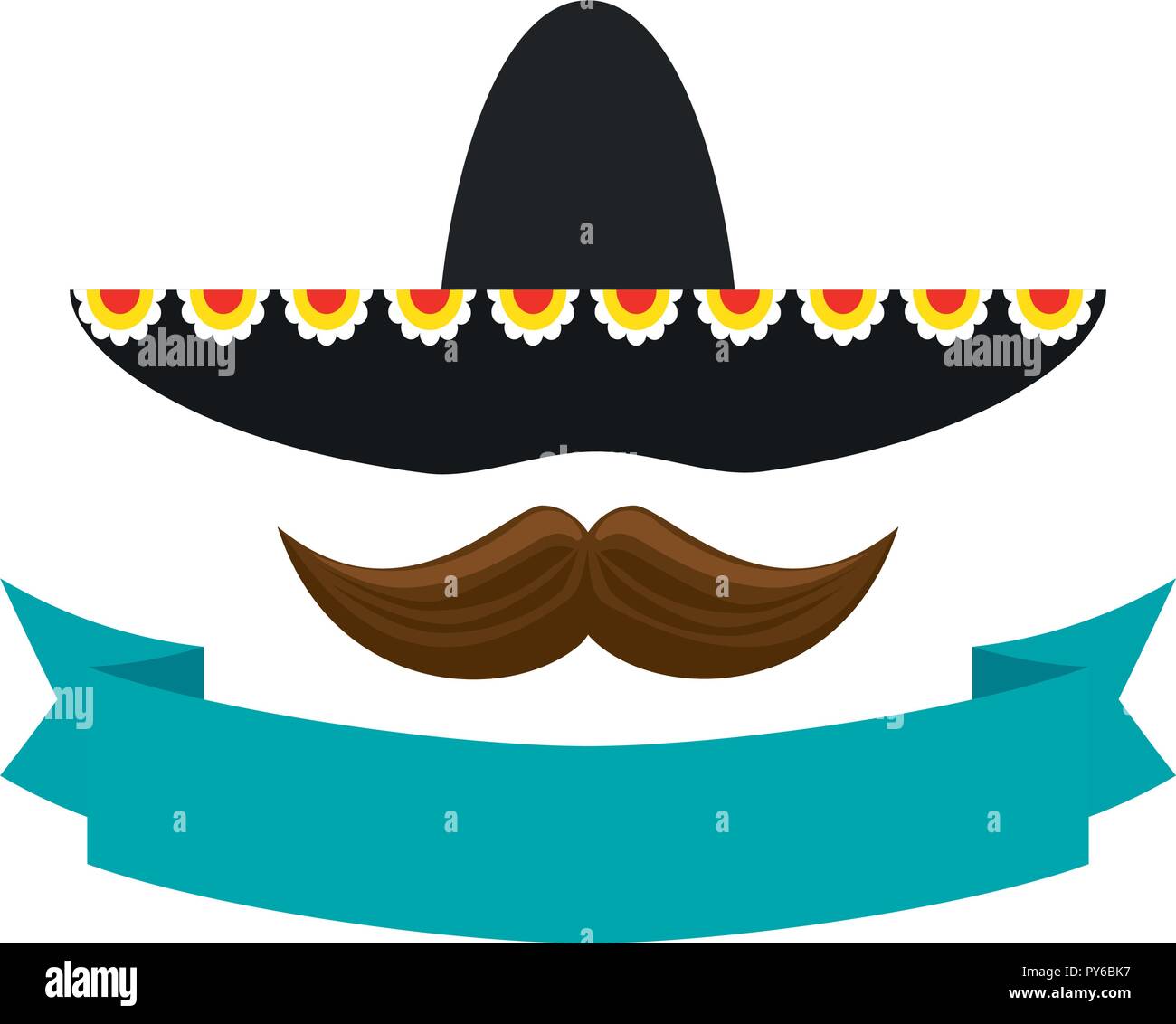 mexican mariachi hat with mustache vector illustration design Stock ...
