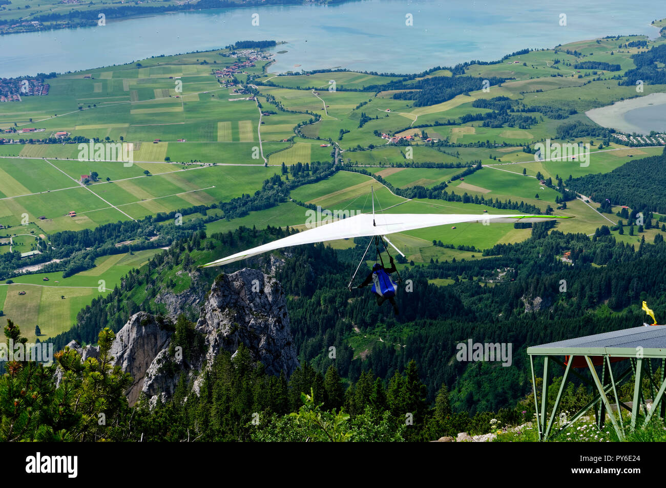 Hangglider at the Tegelberg mountain in the Ammergau Alps, near