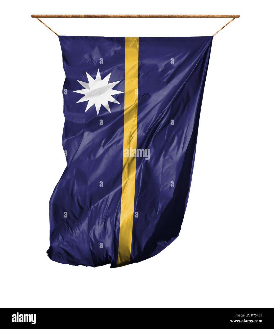 Flag of Nauru. Vertical flag.Isolated on a white background. Stock Photo