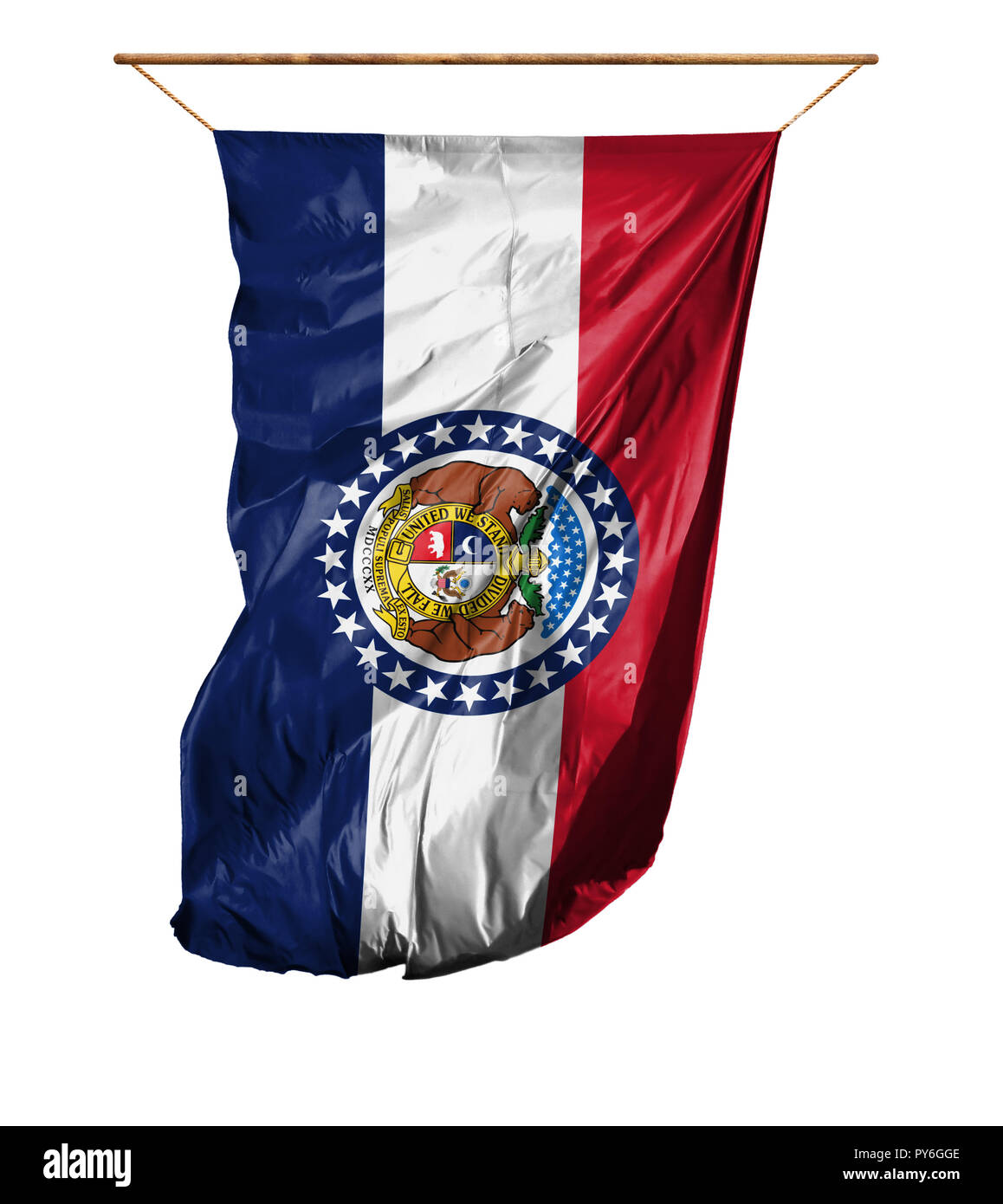 Flag State of Missouri. Vertical flag.Isolated on a white background