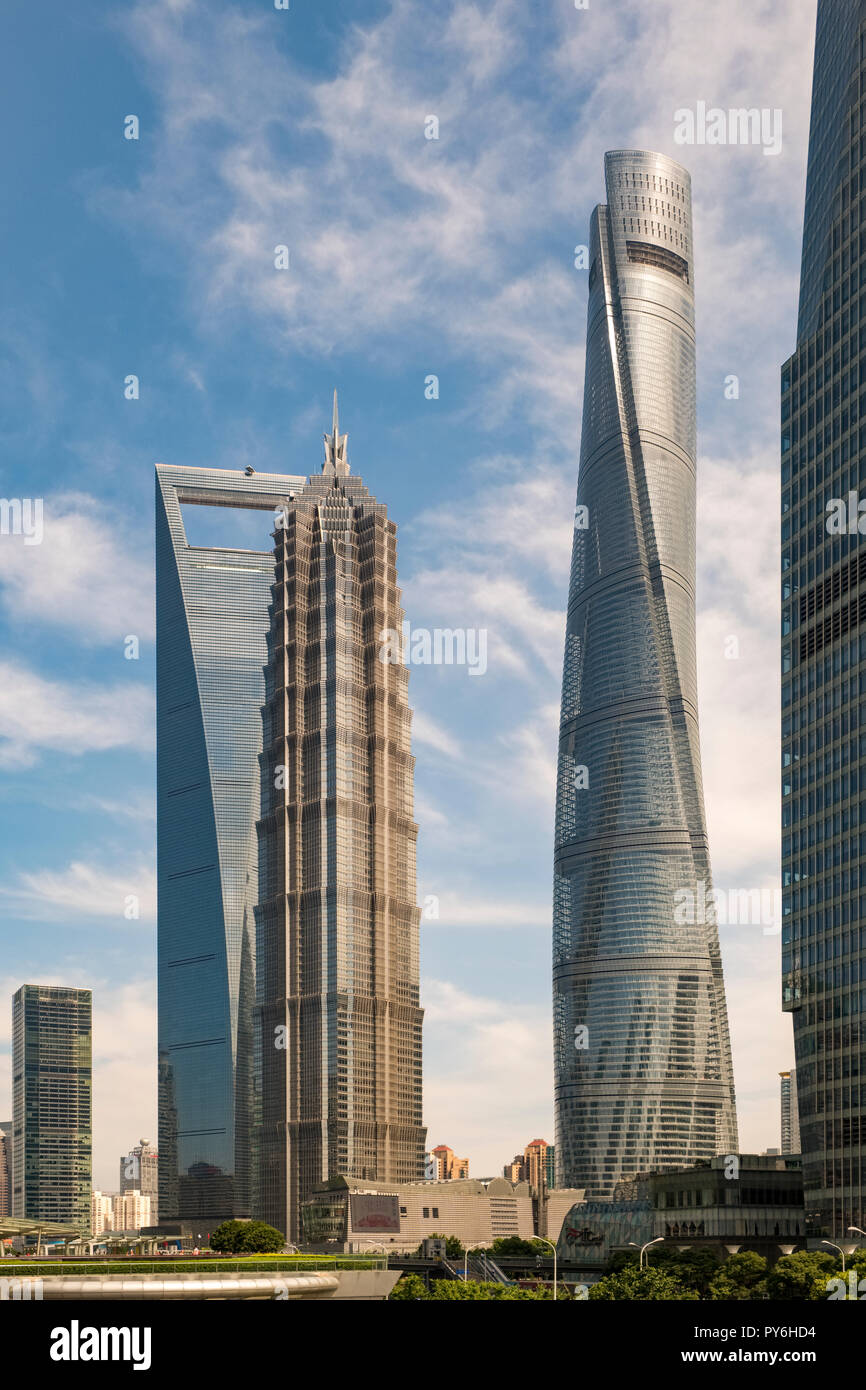 New buildings in the Pudong district of Shanghai, China, Asia Stock Photo