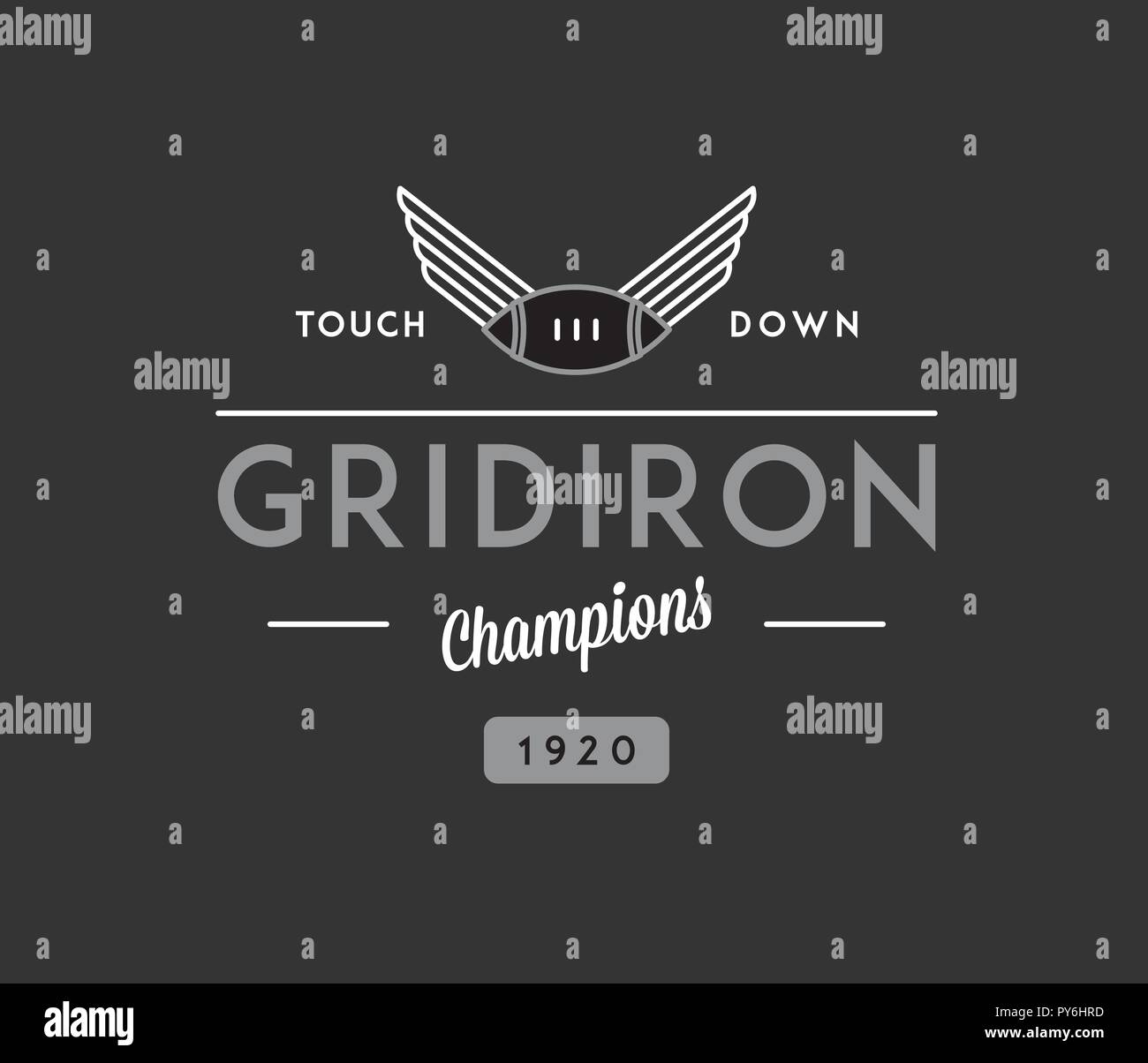 American football gridiron touchdown white on black is a vector illustration about sport Stock Vector