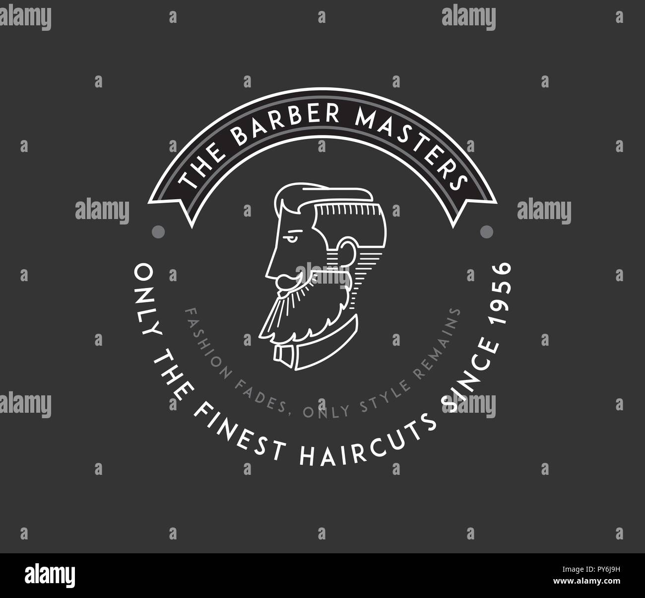 The barber masters white on black is a vector illustration about style Stock Vector