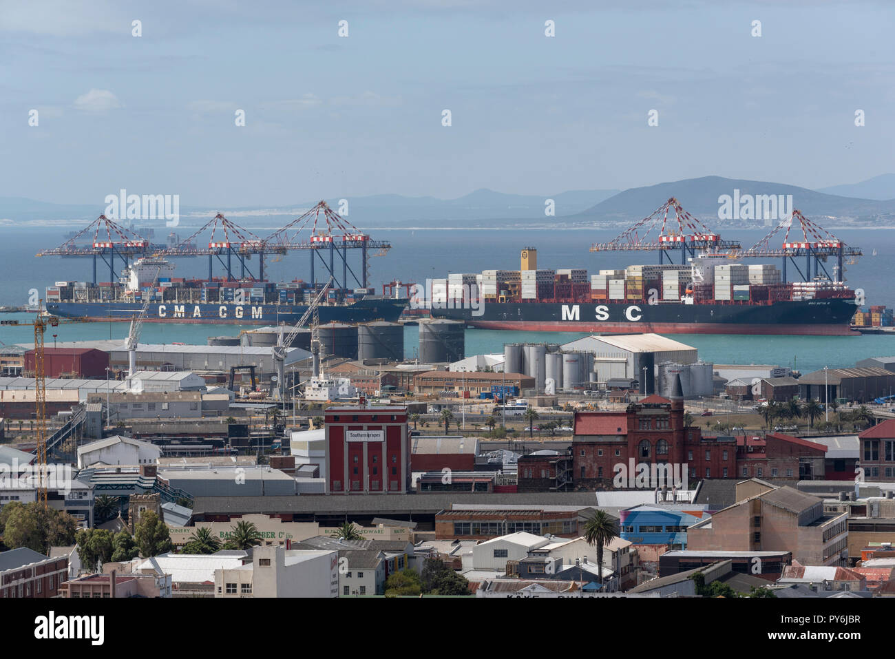 Cape Town, South Africa. An overview of shipping in the port of Cape