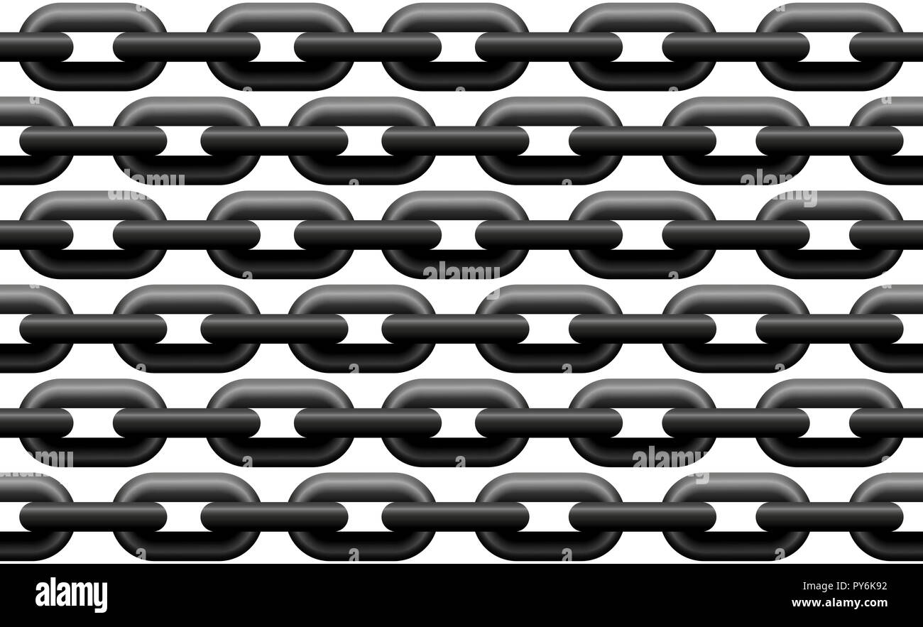 Iron chain pattern. Black metal chains, seamless extendable background. Stock Photo